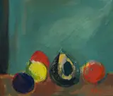 Carl Büchner, Still Life with Fruit, oil on board