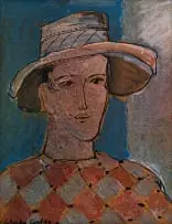 Christo Coetzee, Boy with Hat, enamel on card