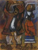 Solomon Siko, The Move, charcoal and pastel on paper
