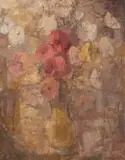 Frank Spears, Pink Flowers in an Ochre Vase, oil on canvas