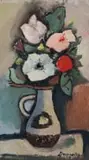Pranas Domšaitis, Flowerpiece, oil on board