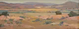 Piet van Heerden, Landscape with Mountains in the Distance, oil on canvas laid down on board