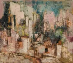 Taffy (Matthew) Whippman, Cityscape, oil on canvasboard