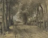 Frans Oerder, The Lane, charcoal and pastel on paper