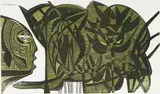 Cecil Skotnes, He Waters the Tropical Glasshouse, The White Monday Disaster portfolio, colour woodcut on paper