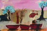 Beezy Bailey, Amber Boats, OS, oil on canvas
