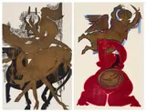 Raymond Andrews, Nudes on a Horse; Angel and Mary, two