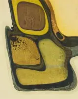 Renee le Roux, Abstract Composition in Yellows and Browns, oil on paper