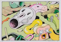 Wim Legrand, Composition with Cartoons, colour screenprint on paper