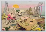 Wim Legrand, Composition with Cartoons at Sunset, colour screenprint on paper