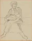 David Botha, Woman and Child, pencil on paper