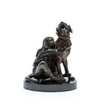 Llewellyn Davies, Girl and Dog, bronze with a brown patina, on a marble base