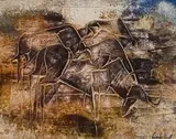 Gordon Vorster, Herd of Buffalo, oil on board