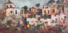 George Enslin, Malay Quarter, oil on canvas laid down on board