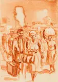 Durant Sihlali, Rush Hour in Soweto, monotype on paper