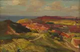 Edward Roworth, Houses in a Landscape, oil on board
