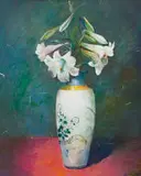 Louis van Heerden, Lilies in a Vase, oil on canvas