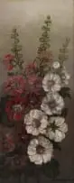 Henry John Dykman, Hollyhocks, oil on board
