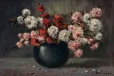 Otto Klar, Roses in a Round Vase, oil on board