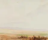 William Timlin, Vast Landscape with Mountains in the Distance, watercolour on paper