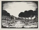 David Botha, Landscape with Trees, linocut on paper