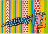 Walter Battiss, Sculptured Head, Seychelles, screenprint on paper