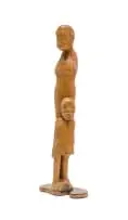 George Ramagaga, Mother and Child, wild olive wood on a wooden base