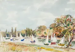 Llewellyn Petley-Jones, Yachting on the River, England, watercolour on paper