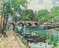 Llewellyn Petley-Jones, Pont Marie-Paris, watercolour on paper