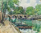 Llewellyn Petley-Jones, Pont Marie-Paris, watercolour on paper