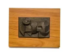 Maquette for Killarney Mall Fountain VIII by Edoardo Villa, bronze with a brown patina, on a wood panel, sold Apr 2025