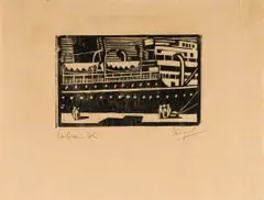 Clément Sénèque, Le Quai, Dbn (The Dock, Dbn), linocut on paper