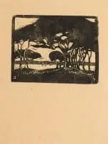 Clément Sénèque, A Peep of the Bay, from Albert Park, Durban, linocut on paper