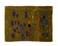 Rorke's Drift, Figures Working in a Field, hand-spun karakul wool