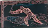 Cecil Skotnes, The Gunner Makes Land, from The White Monday Disaster portfolio, colour woodcut on paper