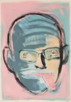 Stefan Blom, Portrait of a Man with His Tongue Out, acrylic on paper