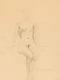 Maggie Laubser, Seated Nude, pencil on paper