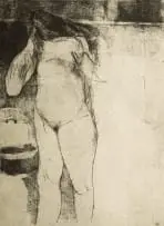 Dieter Appelt, Standing Nude, etching on paper