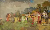 Gregoire Boonzaier, Elsies Rivier Cottages, oil on board