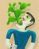 Man and Cactus by Norman Catherine, giclée print on paper, sold Apr 2025