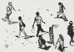 Nelson Makamo, People in the Street, screenprint on paper