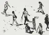 Nelson Makamo, People in the Street, screenprint on paper