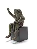 Carol Cauldwell, Mini Stargazers, bronze with a green and brown patina, on a painted steel base