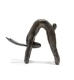 Guy Du Toit, Downward Facing Hare, bronze with a brown patina