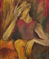 Meyer Uranovsky, Figure Study, oil on canvas laid down on board