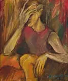 Meyer Uranovsky, Figure Study, oil on canvas laid down on board