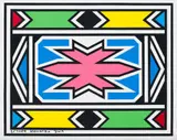 Esther Mahlangu, Untitled (Ndebele Pattern with Pink Centre), acrylic on canvas