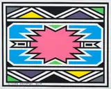 Esther Mahlangu, Untitled (Ndebele Pattern with Star Shaped Motif), acrylic on canvas