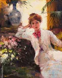 Seated Woman by Mari Vermeulen-Breedt, oil on canvas, offered Apr 2025