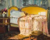 Interior with Daybed by Mari Vermeulen-Breedt, oil on canvas, offered Apr 2025